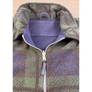 Chaps Ralph Lauren Mens Fleece Pullover‎ Plaid Green Blue Quarter Zip Casual